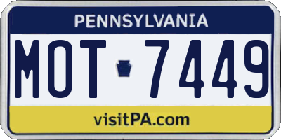 PA license plate MOT7449