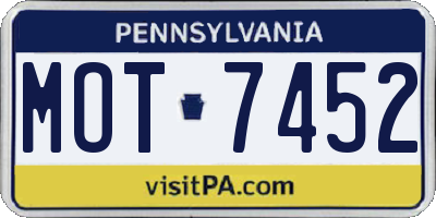 PA license plate MOT7452