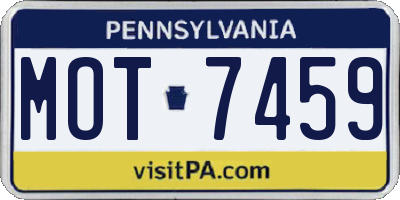 PA license plate MOT7459