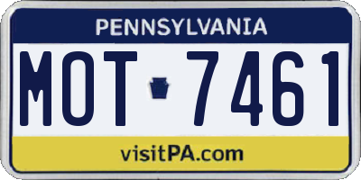 PA license plate MOT7461