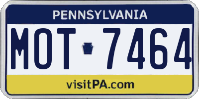 PA license plate MOT7464