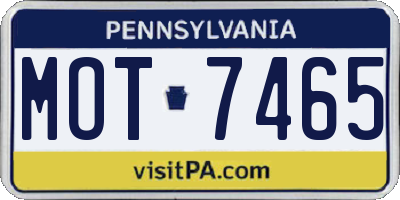 PA license plate MOT7465