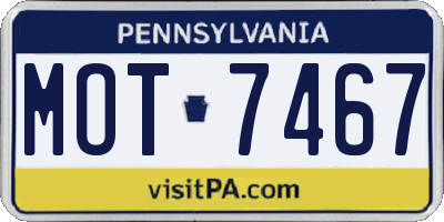 PA license plate MOT7467
