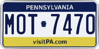 PA license plate MOT7470