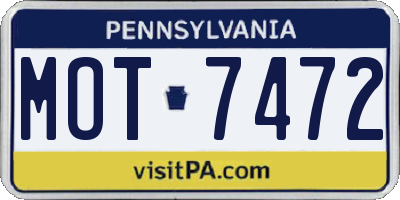 PA license plate MOT7472