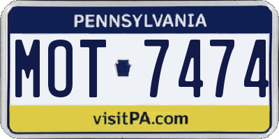 PA license plate MOT7474