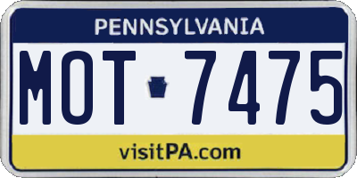 PA license plate MOT7475