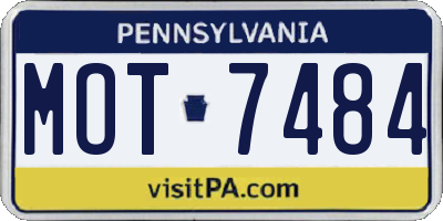 PA license plate MOT7484