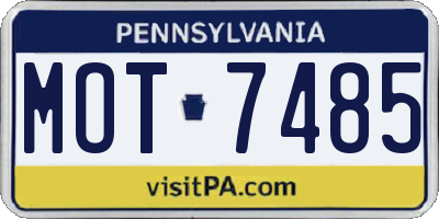 PA license plate MOT7485