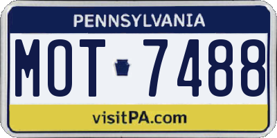 PA license plate MOT7488