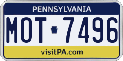 PA license plate MOT7496