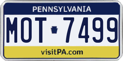 PA license plate MOT7499