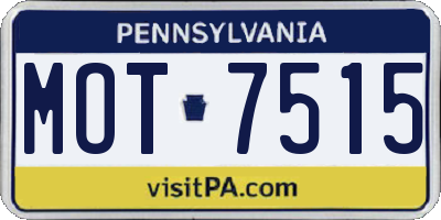 PA license plate MOT7515