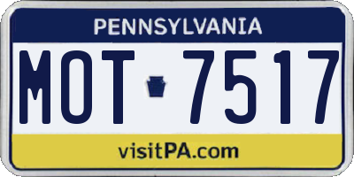PA license plate MOT7517