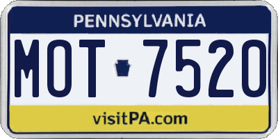 PA license plate MOT7520