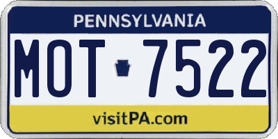 PA license plate MOT7522