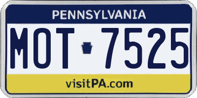 PA license plate MOT7525