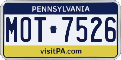 PA license plate MOT7526