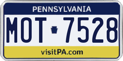 PA license plate MOT7528