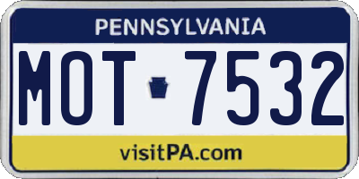 PA license plate MOT7532