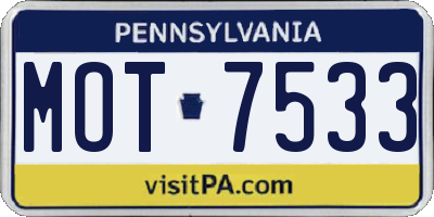 PA license plate MOT7533