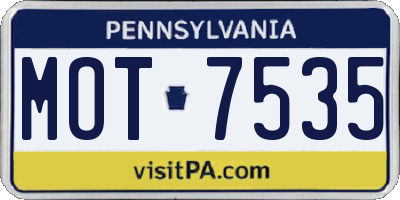 PA license plate MOT7535