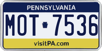PA license plate MOT7536