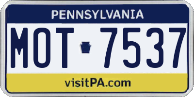 PA license plate MOT7537
