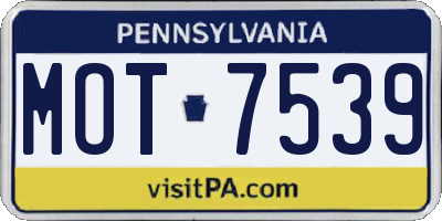 PA license plate MOT7539