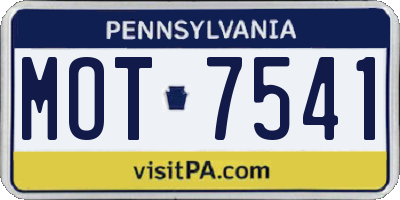 PA license plate MOT7541