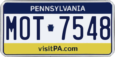 PA license plate MOT7548