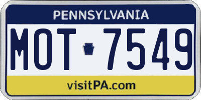 PA license plate MOT7549