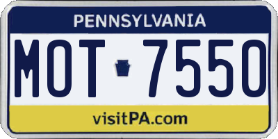 PA license plate MOT7550