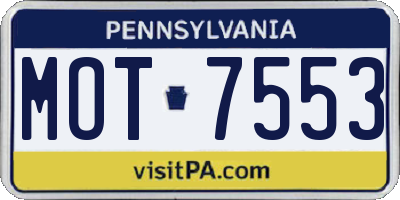 PA license plate MOT7553
