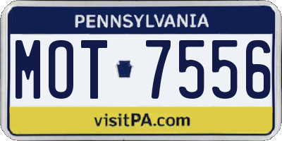 PA license plate MOT7556