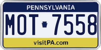 PA license plate MOT7558