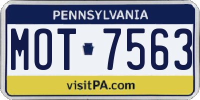 PA license plate MOT7563