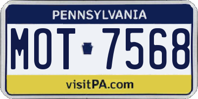 PA license plate MOT7568