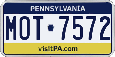 PA license plate MOT7572