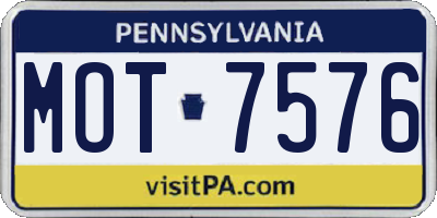 PA license plate MOT7576
