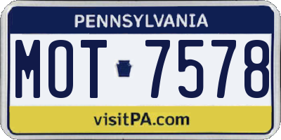 PA license plate MOT7578