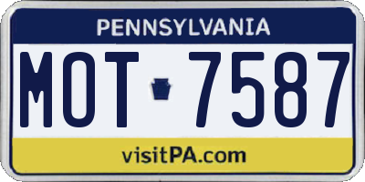 PA license plate MOT7587