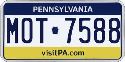PA license plate MOT7588