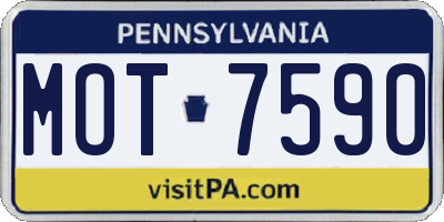 PA license plate MOT7590