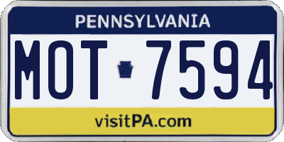 PA license plate MOT7594