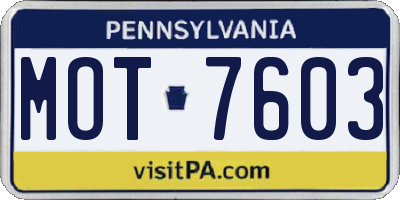 PA license plate MOT7603
