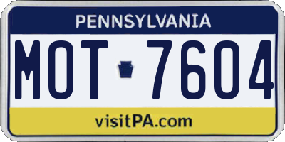 PA license plate MOT7604