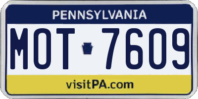 PA license plate MOT7609