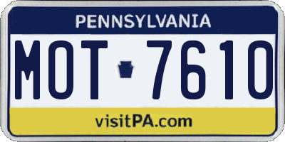 PA license plate MOT7610