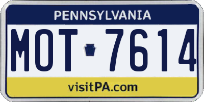 PA license plate MOT7614